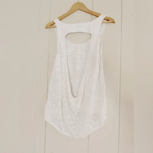 Lululemon Next To Nothing Tank Exploded Manifesto Pop Block Burnout White Sz 8 - Picture 7 of 7